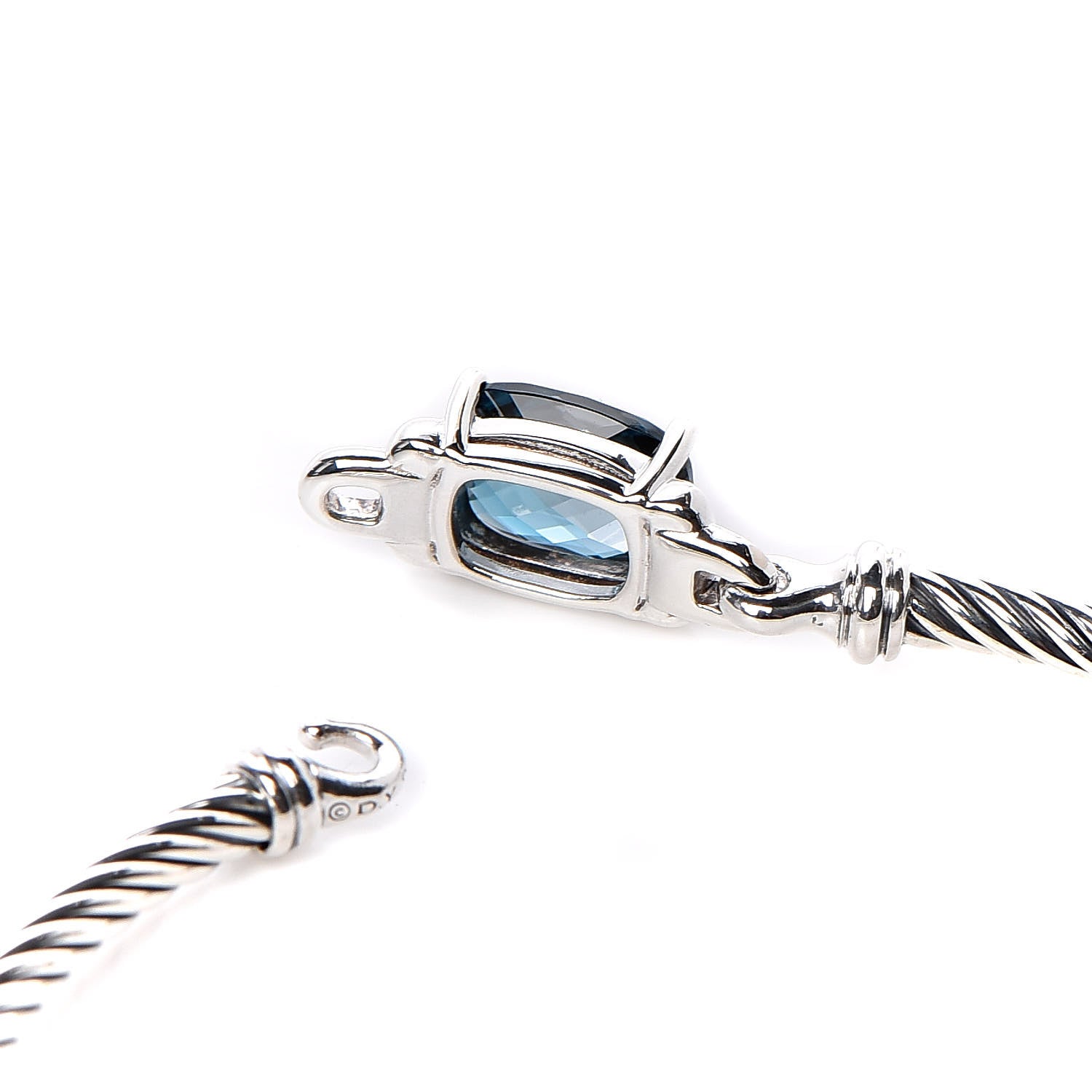 David Yurman Sterling Silver Diamond Hampton Blue Topaz 3mm Petite Wheaton Bracelet 5 of 5