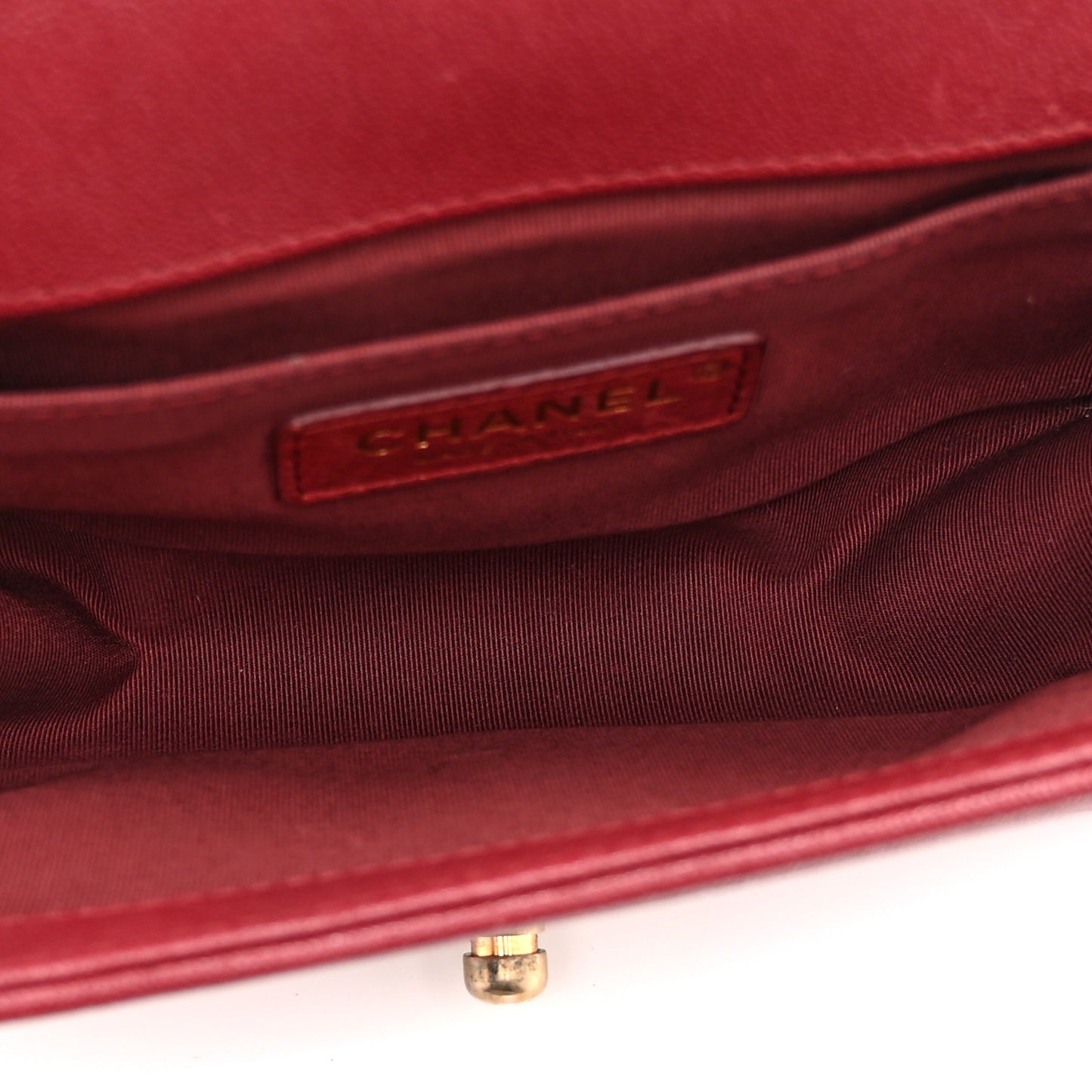 Caviar Chevron Quilted Small Boy Flap Dark Red