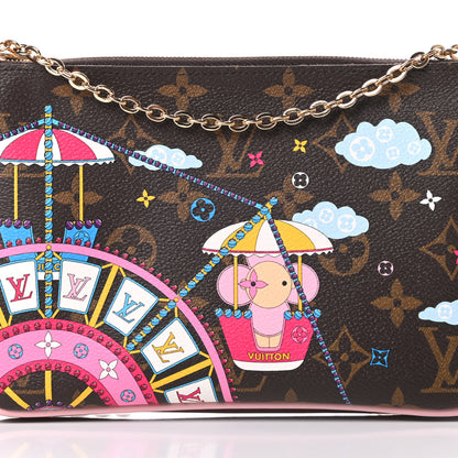 Louis Vuitton Monogram 2020 Christmas Animation Big Wheel Double Zip Pochette Rose Ballerine 9 of 12
