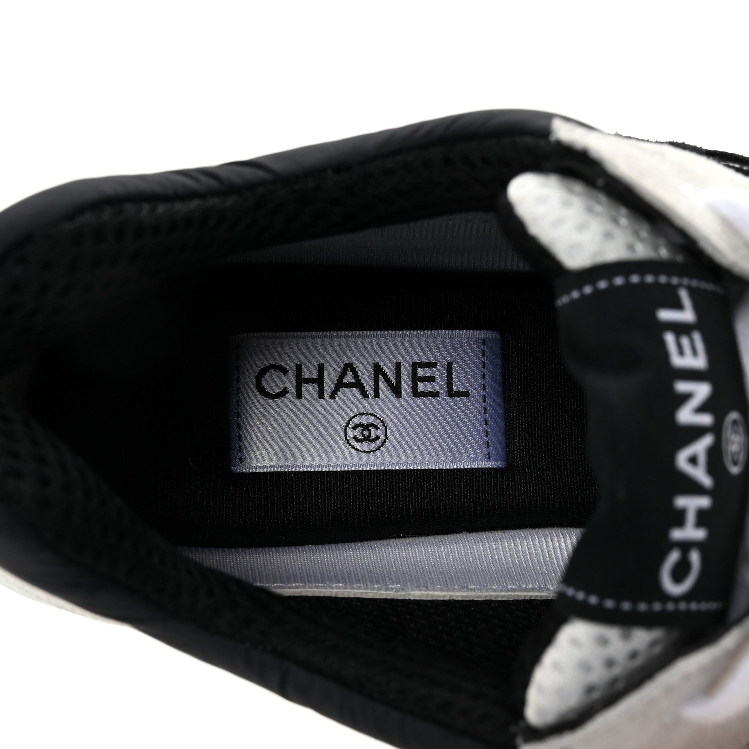 Chanel Mesh Suede Grained Calfskin Womens CC Sneakers 41 White Black 8 of 9
