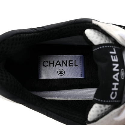 Chanel Mesh Suede Grained Calfskin Womens CC Sneakers 41 White Black 8 of 9