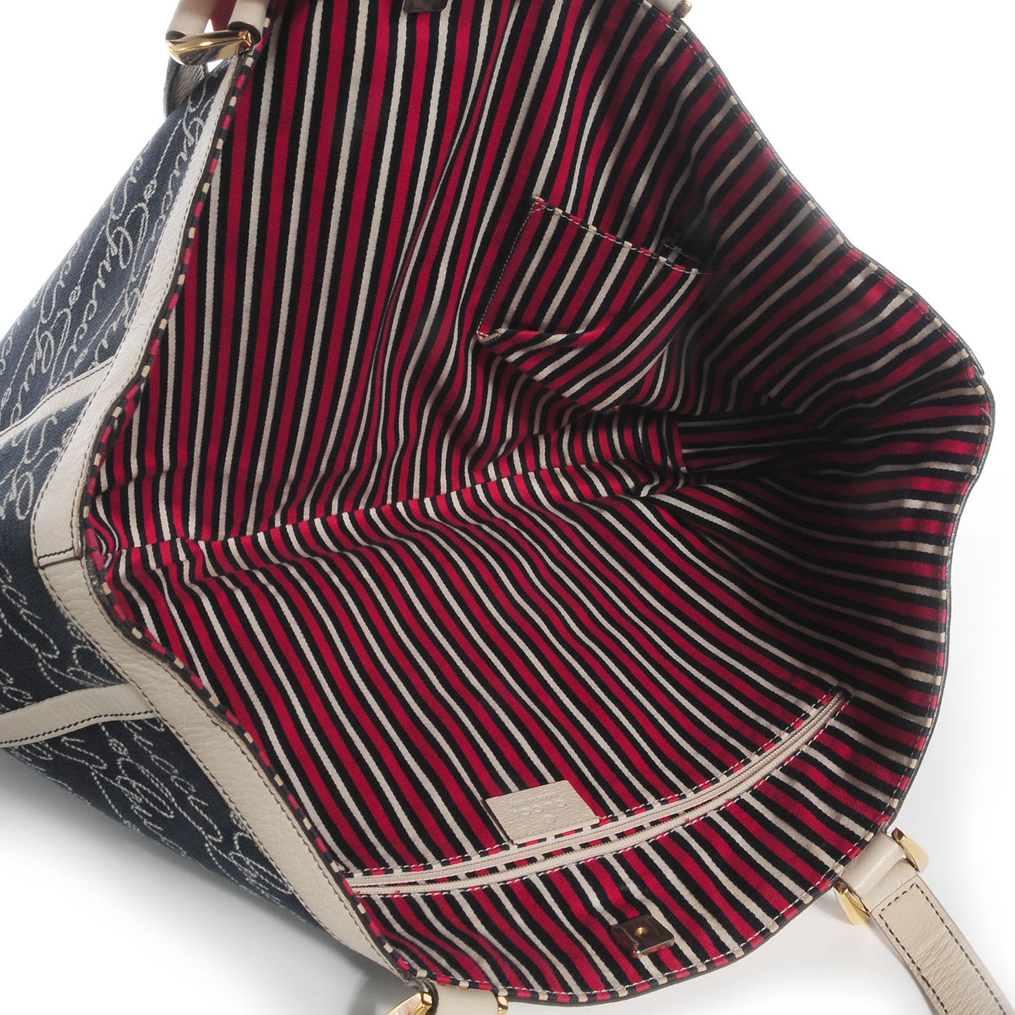 Canvas Print Large Abbey Tote Navy Off White