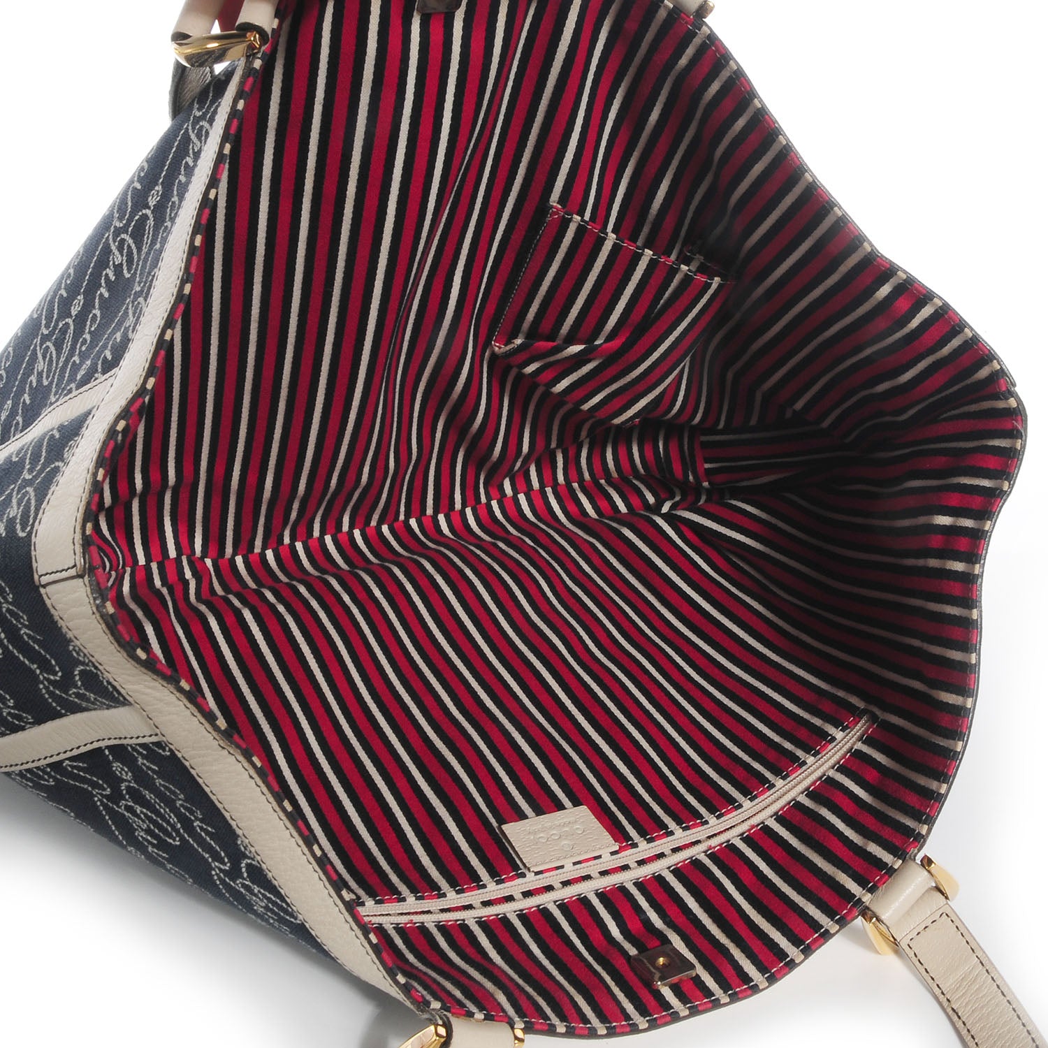 Gucci Canvas Print Large Abbey Tote Navy Off White 5 of 7