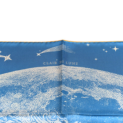 Hermes Silk Clair De Lune Double Face Scarf 90 Black Jaune D'Or Bleu 9 of 9
