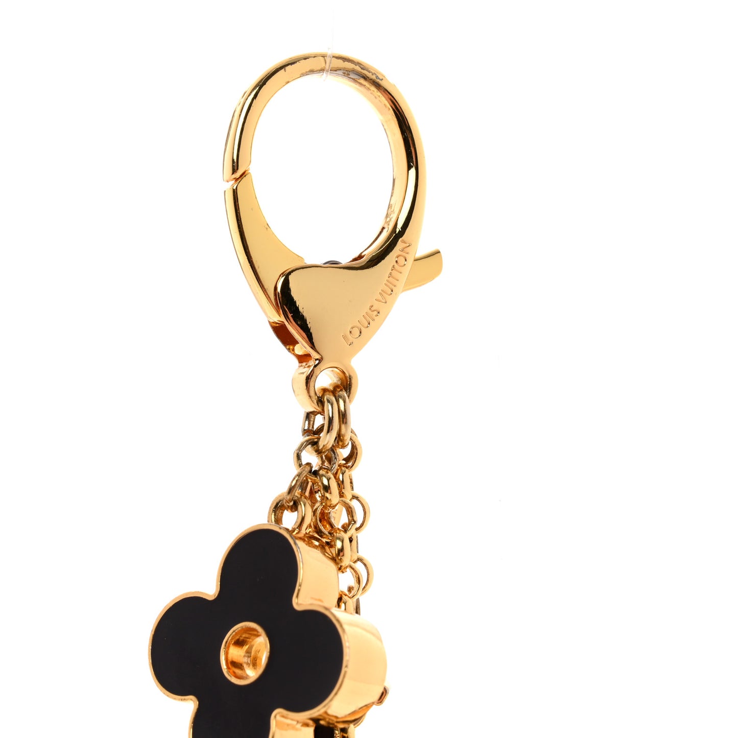 Metal Enamel Fleur De Monogram Bag Charm Dore