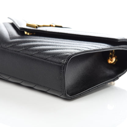 Saint Laurent Grain De Poudre Matelasse Chevron Medium Monogram Satchel Black 8 of 8