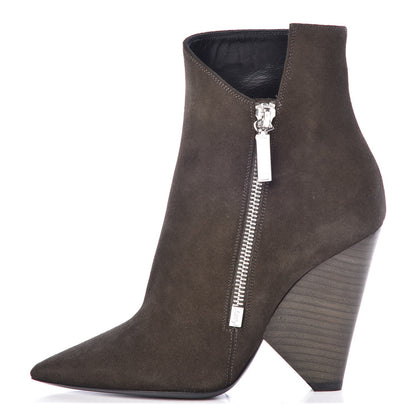 Saint Laurent Suede Soho Niki 105 Zip Booties 35.5 Haunting Green 1 of 9