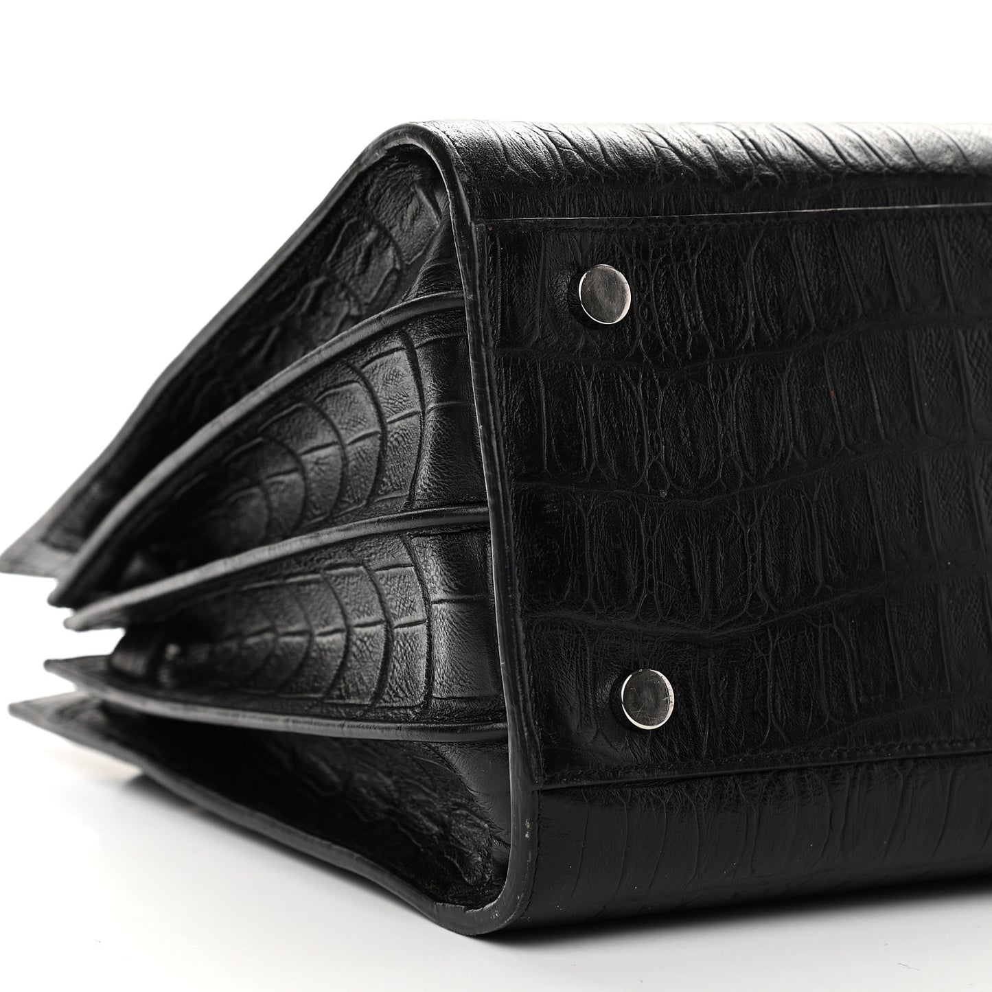 Calfskin Crocodile Embossed Small Sac de Jour Black