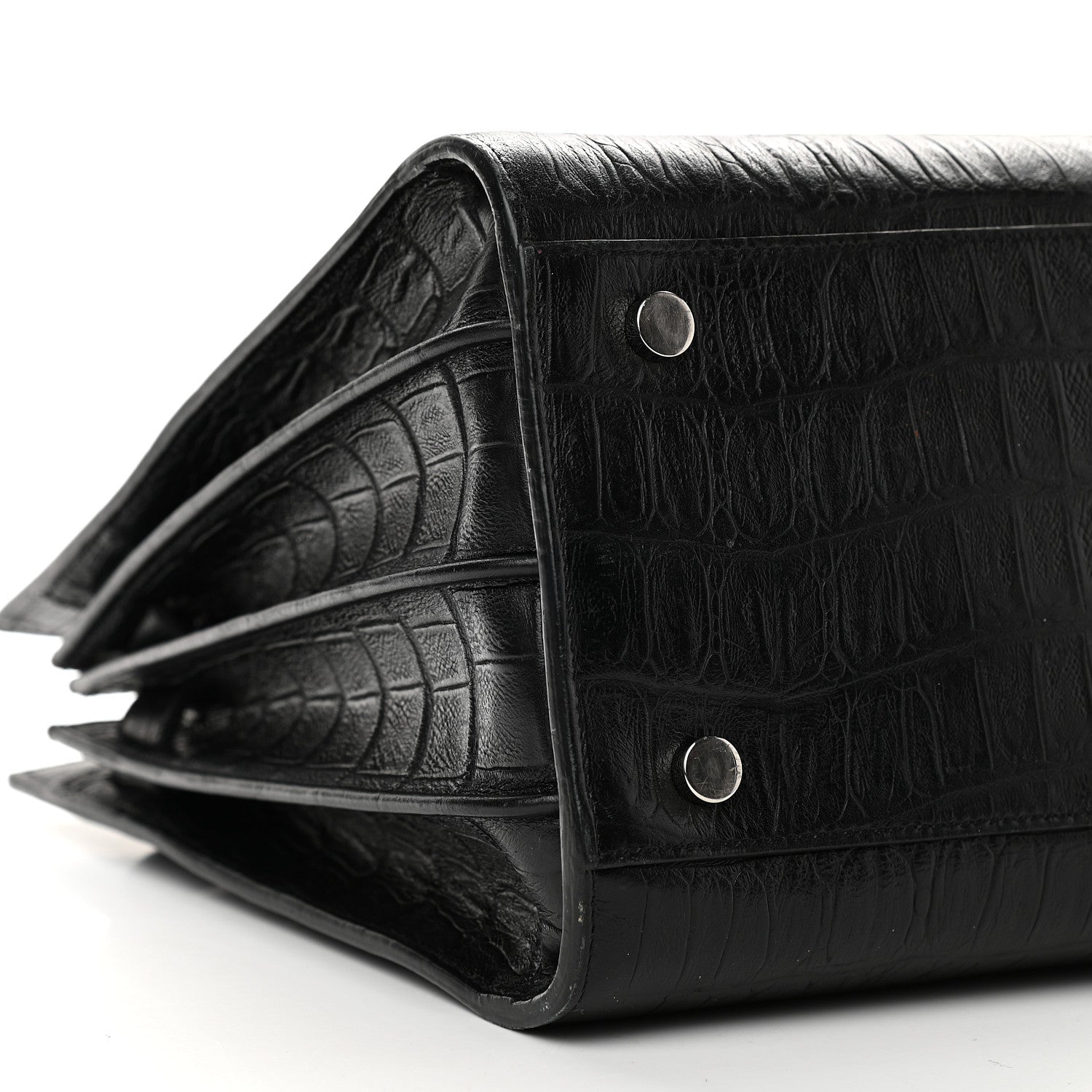 Saint Laurent Calfskin Crocodile Embossed Small Sac de Jour Black 9 of 14