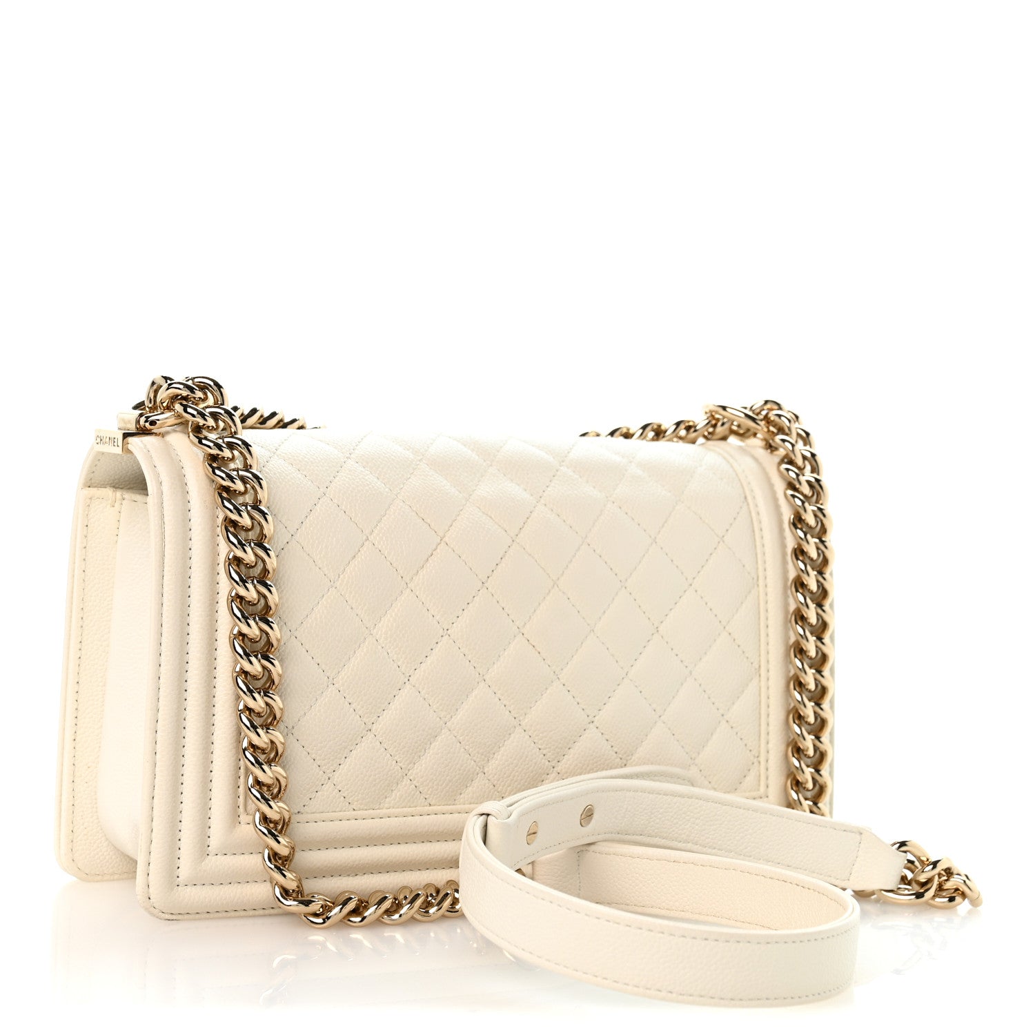 Chanel Caviar Quilted Medium Boy Flap White 3 of 14