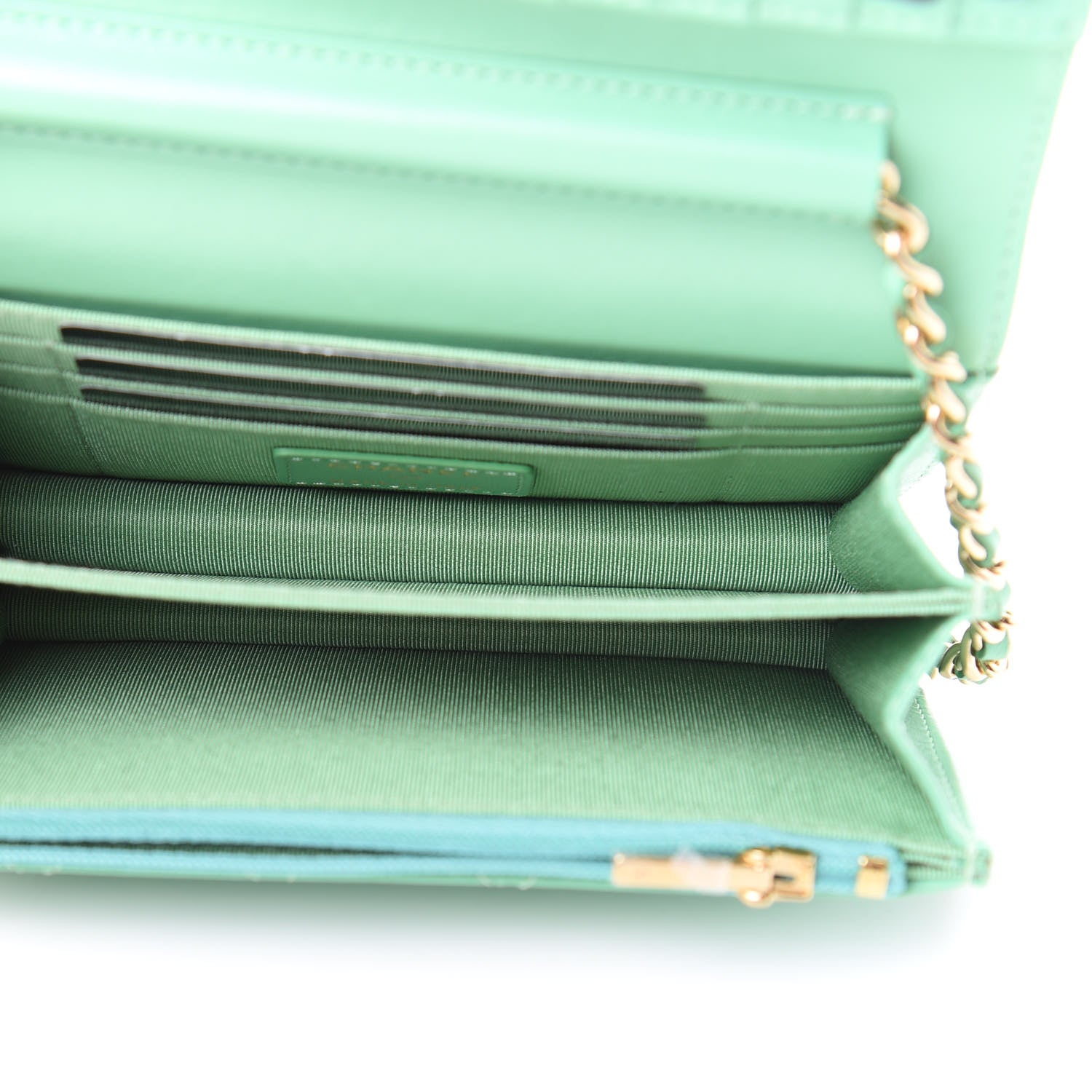 Chanel Lambskin Quilted Mini Wallet On Chain WOC Green 5 of 11