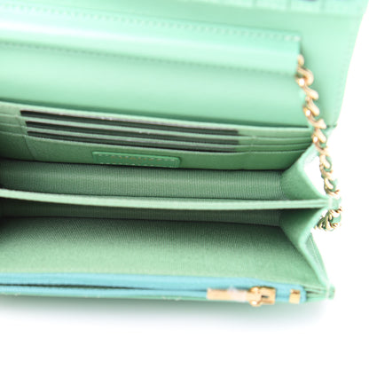 Chanel Lambskin Quilted Mini Wallet On Chain WOC Green 5 of 11