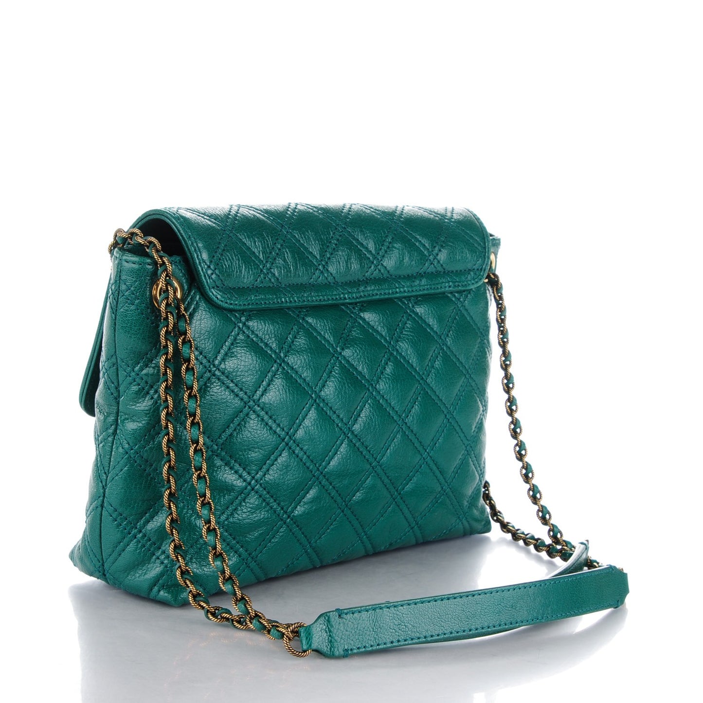Lambskin Baroque Large Single Flap Emerald