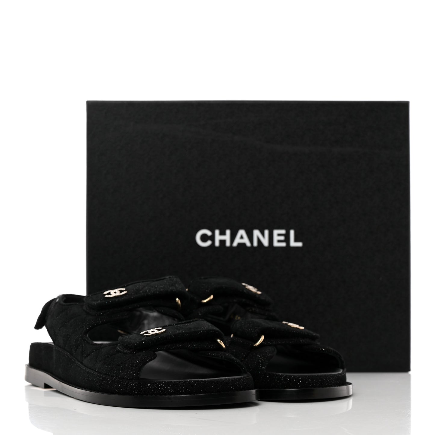 Suede Kidskin Glitter Crystal Velcro Dad Sandals 39 Black Silver