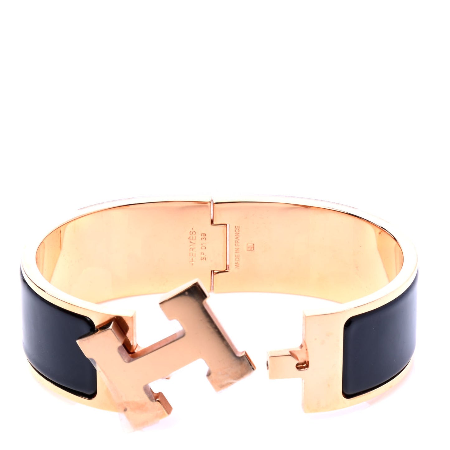 Enamel Wide Clic Clac H Bracelet GM Black
