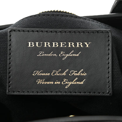 Burberry Derby Calfskin House Check Small Banner Tote Black 6 of 10