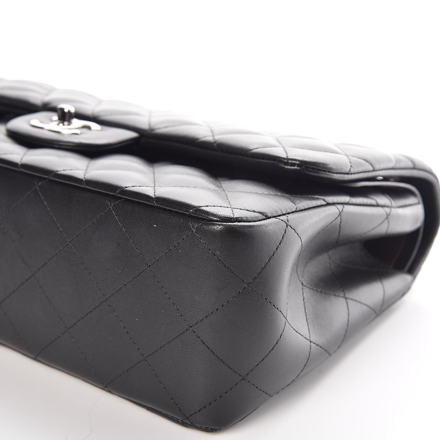 Lambskin Quilted Jumbo Double Flap Black