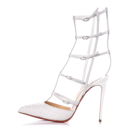 Christian Louboutin Kid Patent Scallop Kadreyana 100 Pumps 37.5 Latte 1 of 8