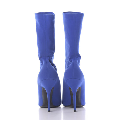 Balenciaga Jersey Crepe Pointed Toe Knife Booties 40 Bleu Sapphir 7 of 9