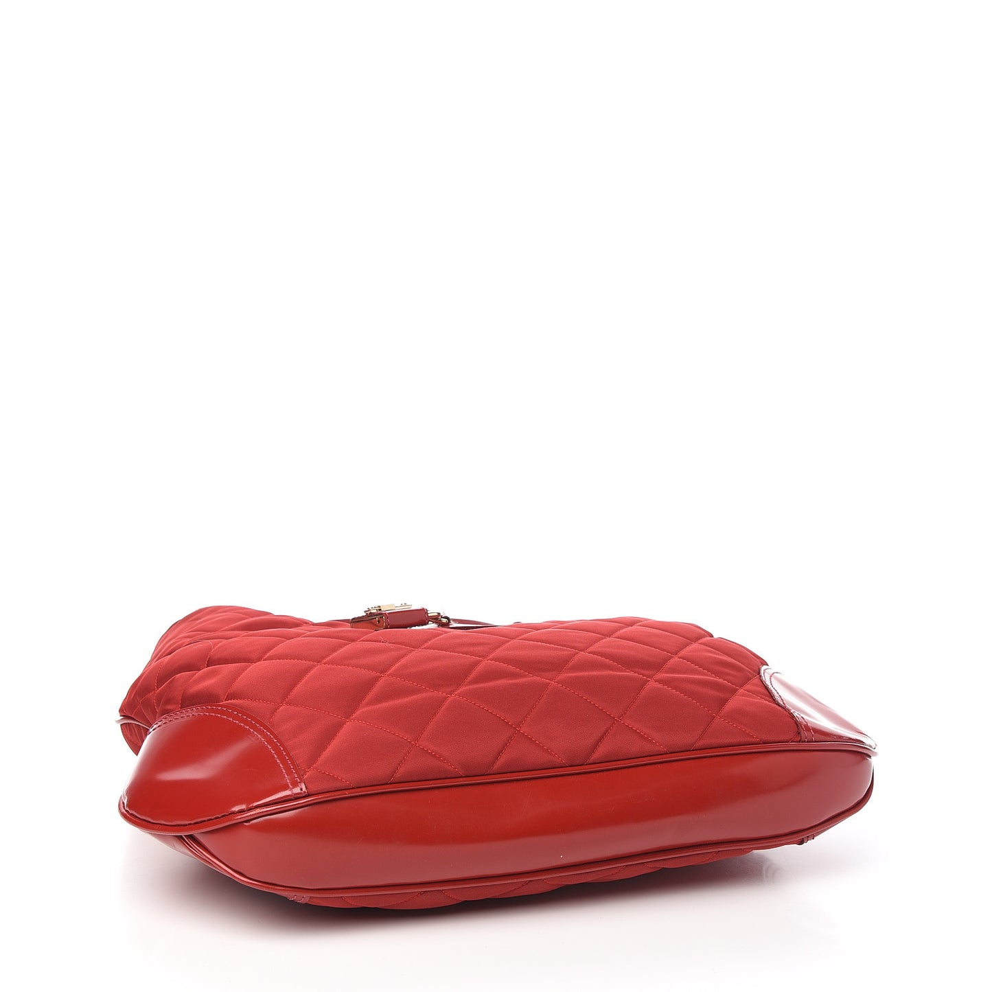 Nylon Glazed Calfskin Quilted Brook Hobo Red