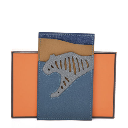Hermes Togo Epsom Swift Mysore Rooroo 3CC Card Holder Vert Bosphore Amande Kraft Deep Bleu 8 of 8