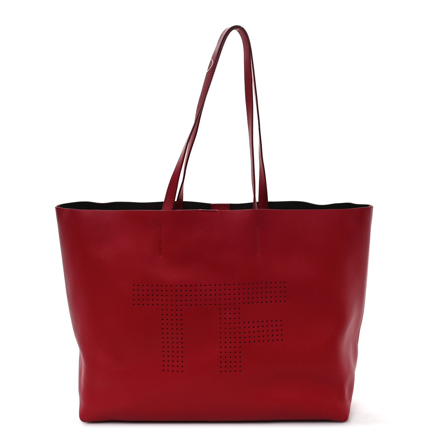 Calfskin Perforated Logo Tote Red