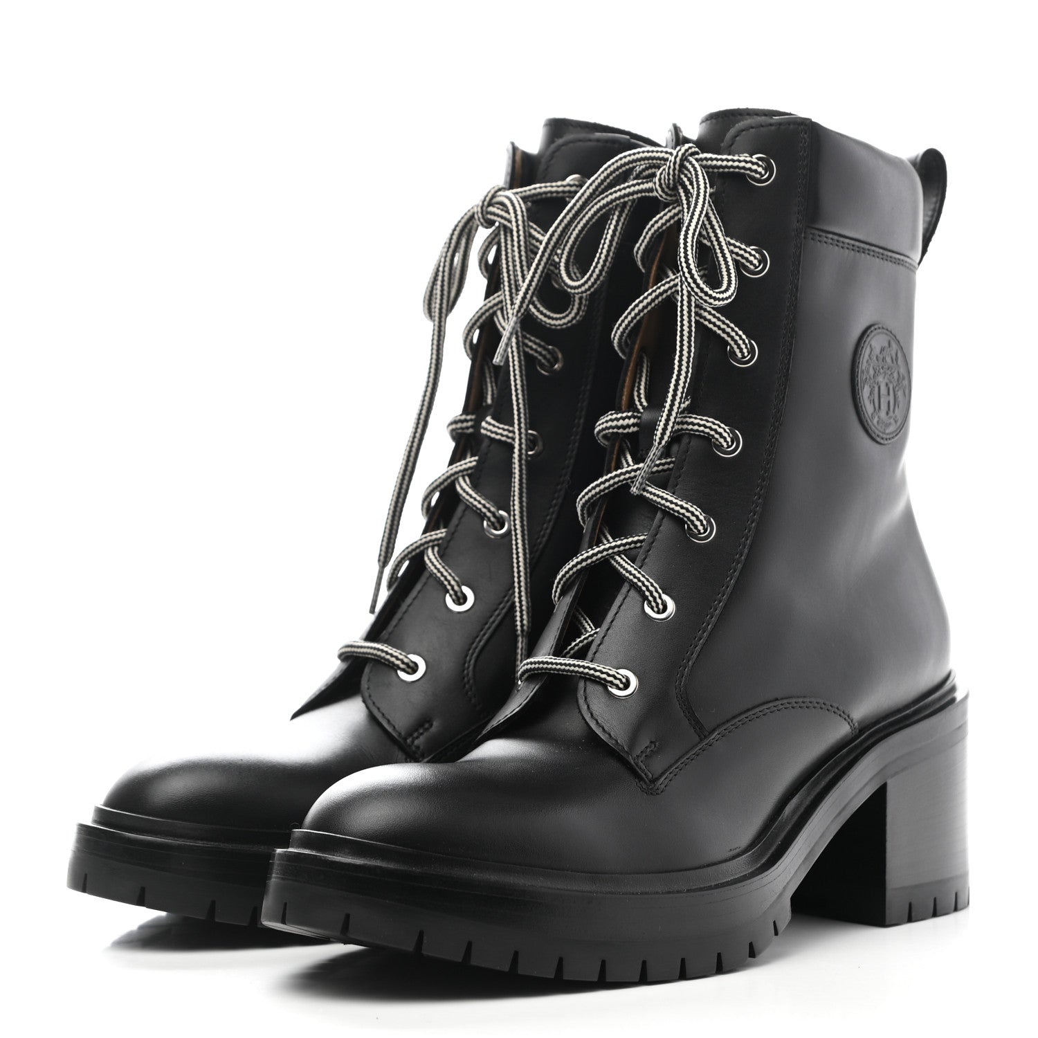 Hermes Calfskin Bridge Ankle Boots 39 Black 3 of 9