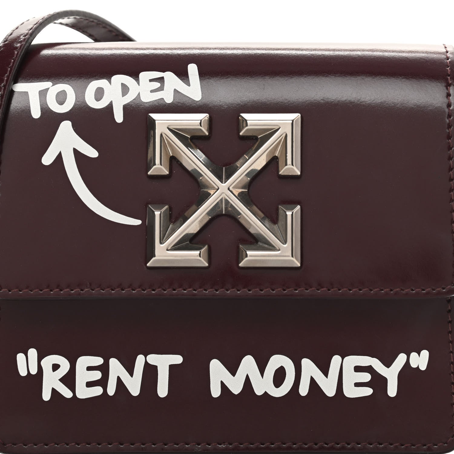 Off-White Calfskin Jitney 0.7 Rent Money Crossbody Bag Burgundy 9 of 16