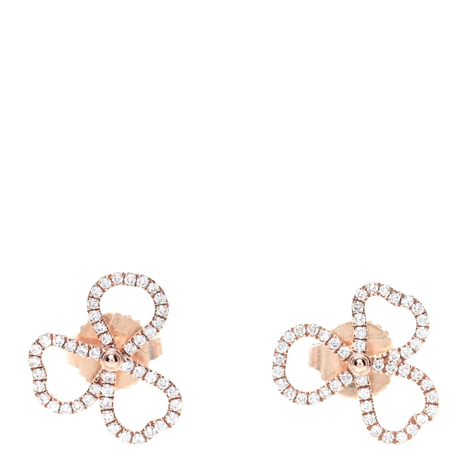 Tiffany 18K Rose Gold Diamond Paper Flowers Open Flower Earrings 1 of 5