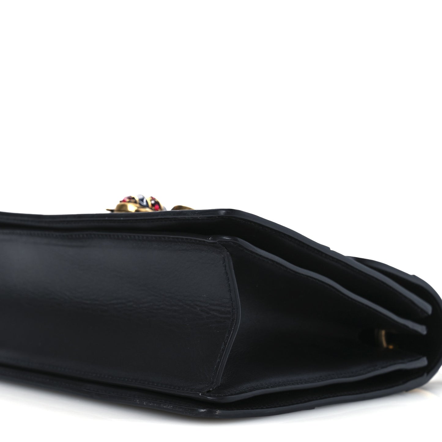 Calfskin Sylvie Web Small Queen Margaret Top Handle Bag Black