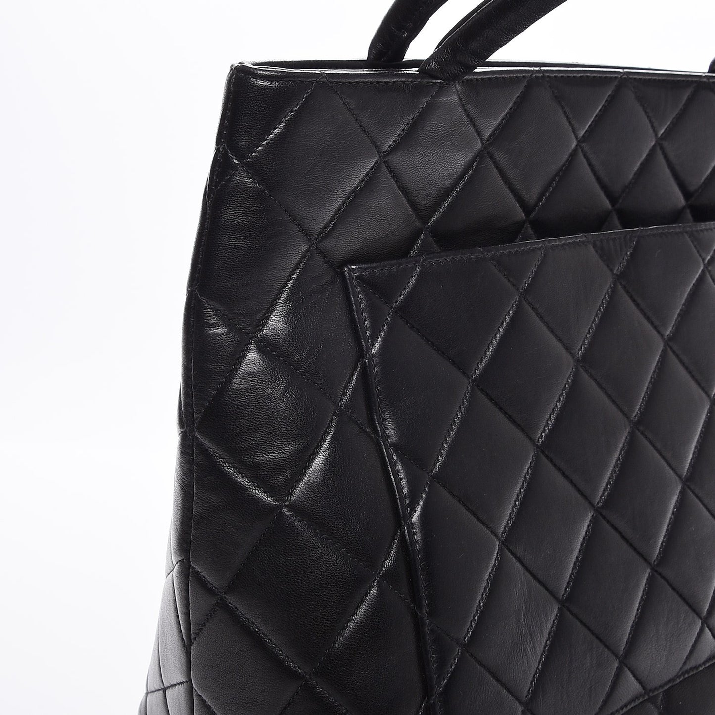 Lambskin Quilted Medallion Tote Black