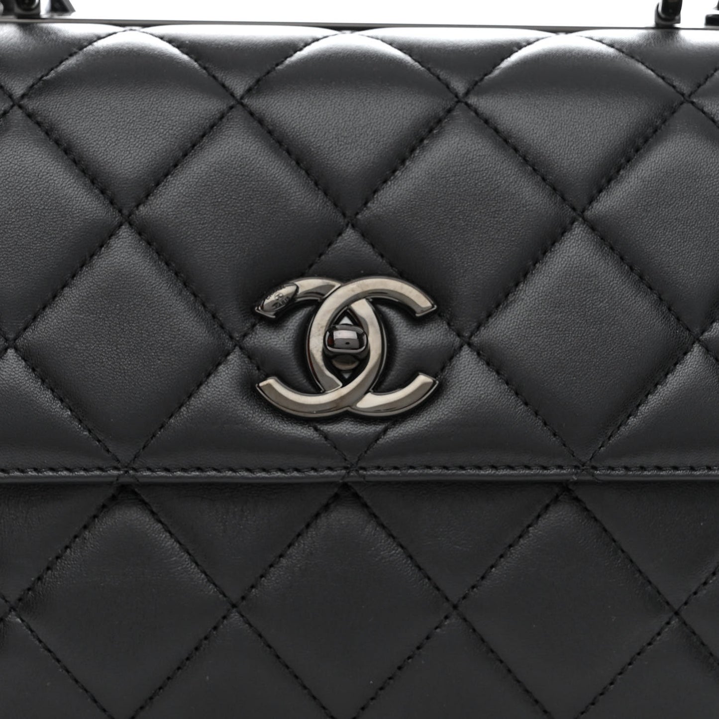 Lambskin Quilted Small Trendy CC Dual Handle Flap Bag So Black