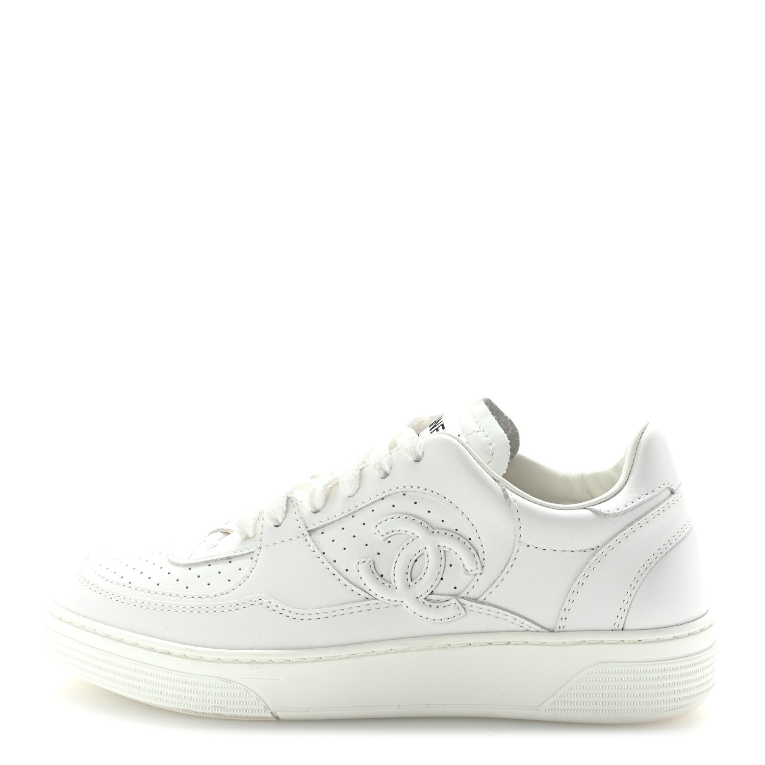 Chanel Calfskin CC Womens Sneakers 36.5 White 1 of 9