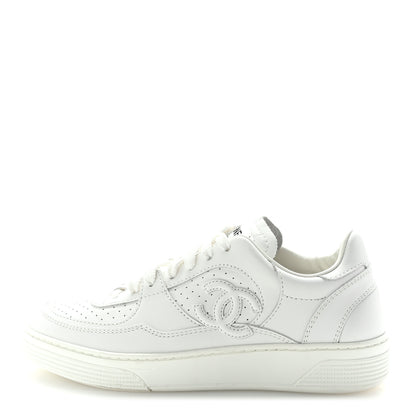 Chanel Calfskin CC Womens Sneakers 36.5 White 1 of 9