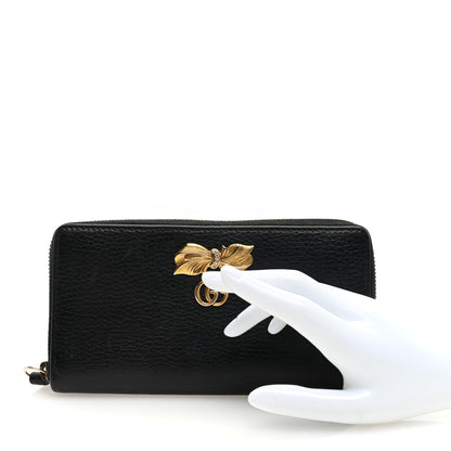 Gucci Calfskin GG Marmont Bow Zip Around Wallet Black 2 of 8