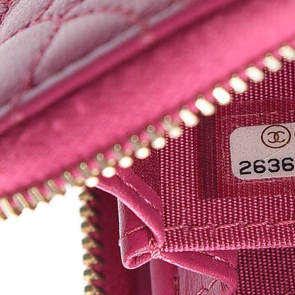 Chanel Lambskin Camellia Embossed Zip Coin Purse Fuchsia 7 of 10