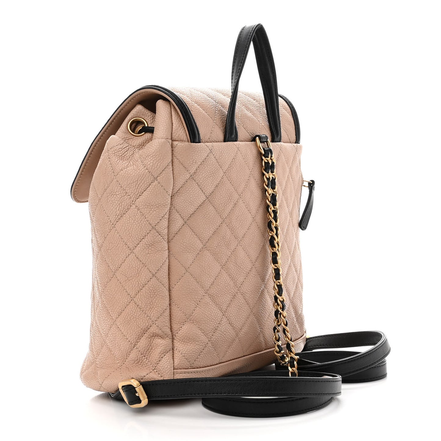 Caviar Quilted Filigree Backpack Beige Black