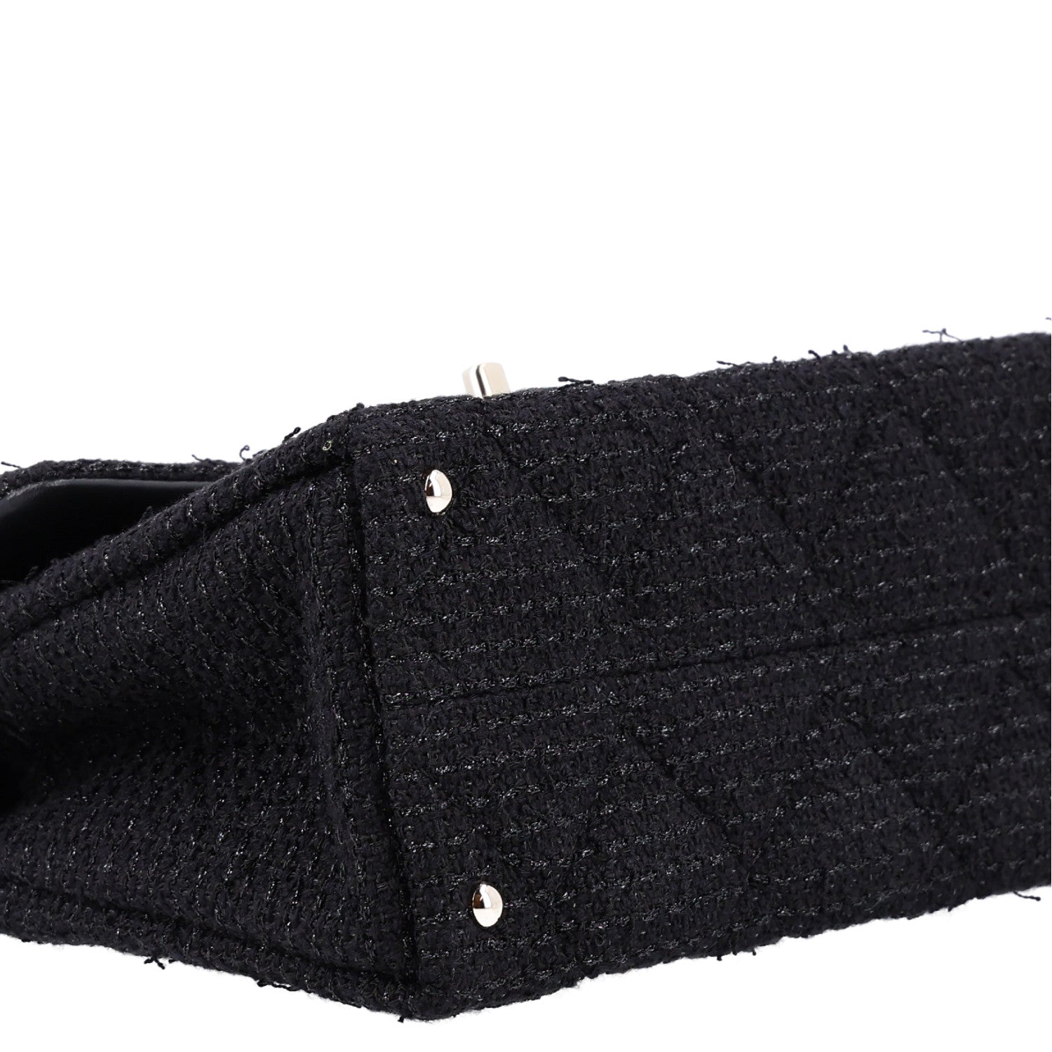 Chanel Tweed Quilted Medium Retro Twist Top Handle Flap  Black 10 of 11