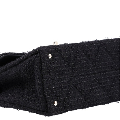 Chanel Tweed Quilted Medium Retro Twist Top Handle Flap  Black 10 of 11