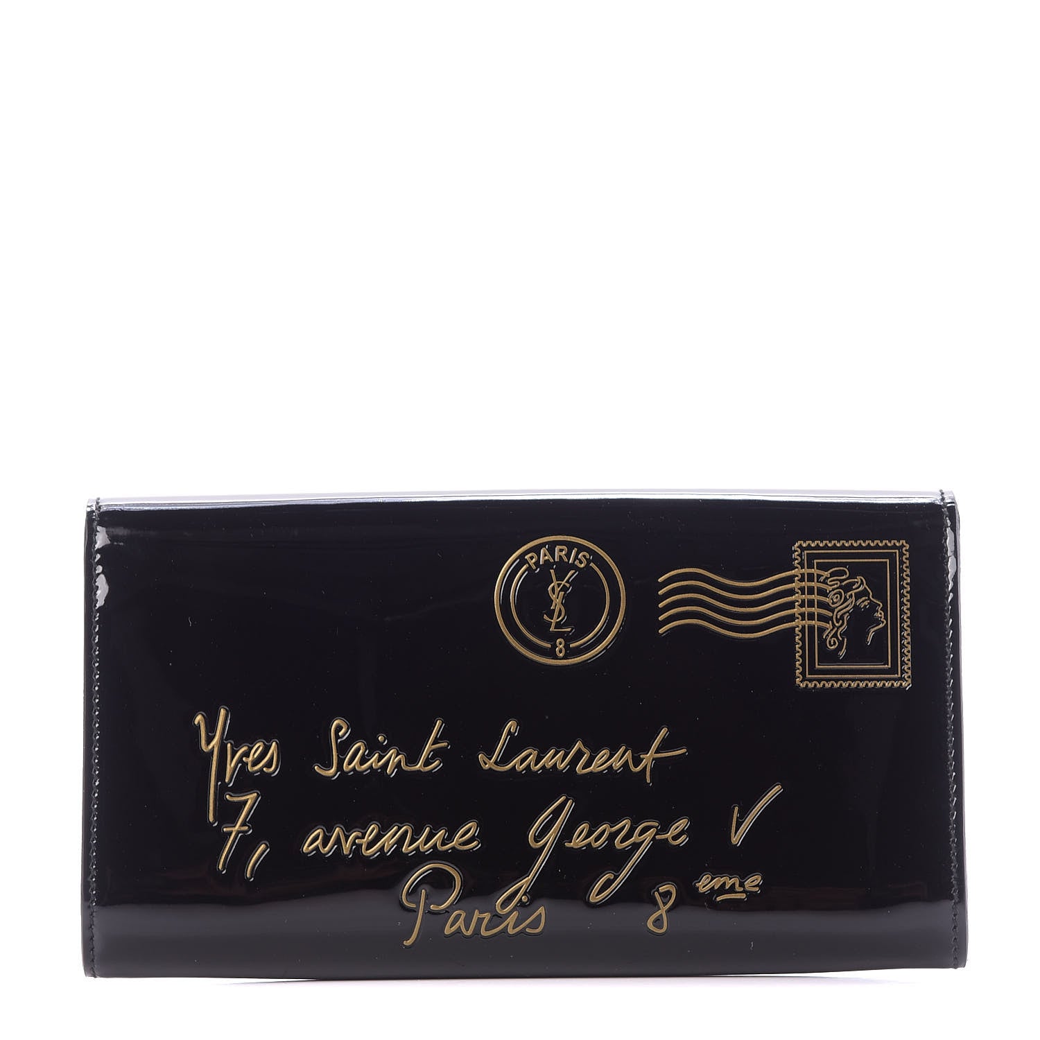 Saint Laurent Patent Y-Mail Clutch Black 1 of 10