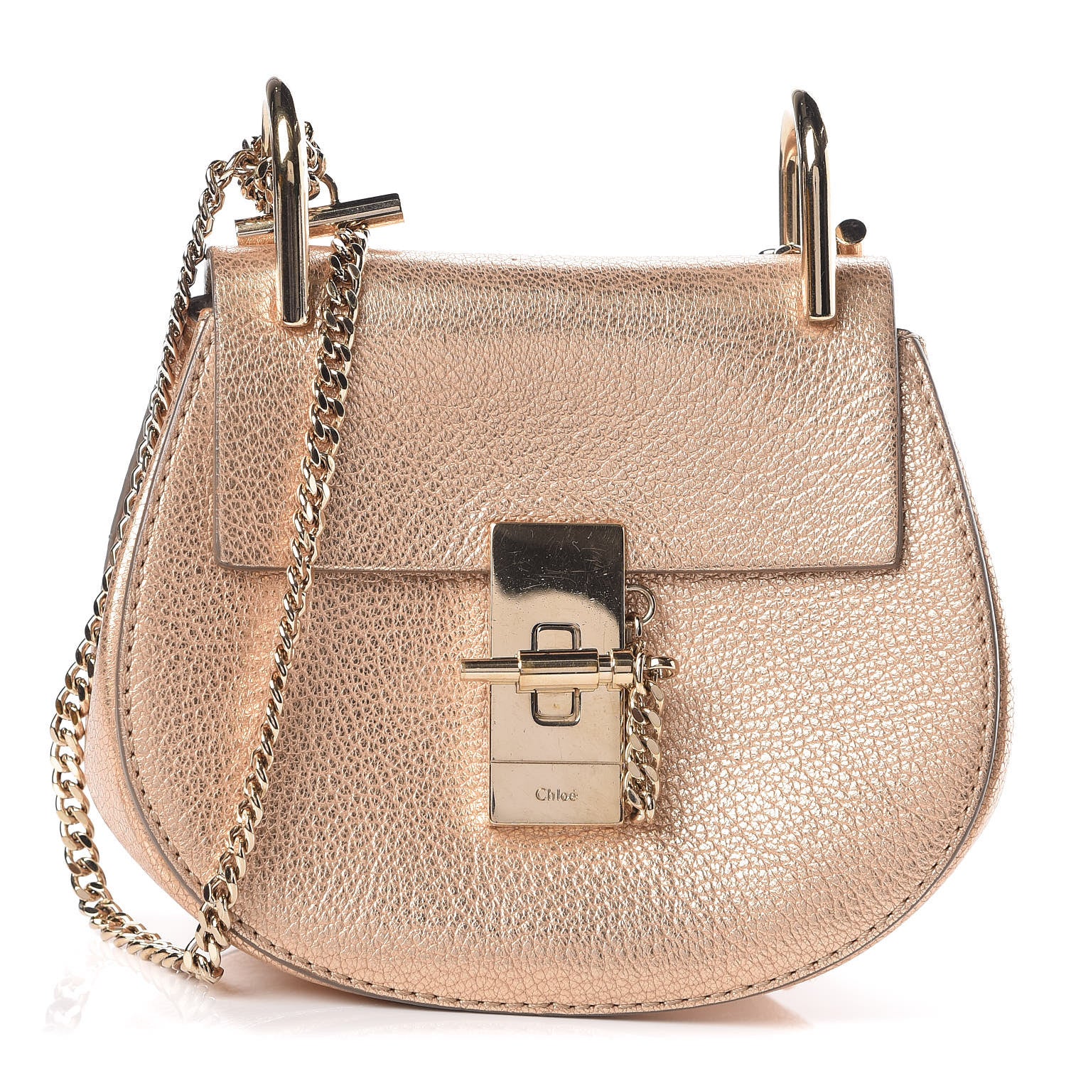 Chloe Metallic Grained Goatskin Nano Drew Shoulder Bag Abstract Gold 1 of 14