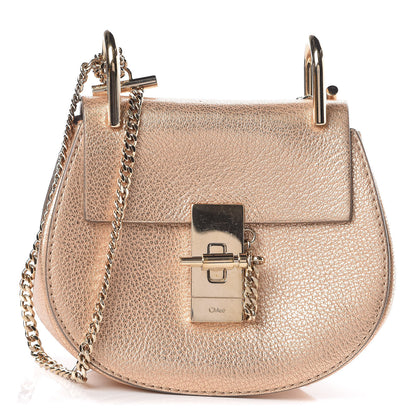 Chloe Metallic Grained Goatskin Nano Drew Shoulder Bag Abstract Gold 1 of 14