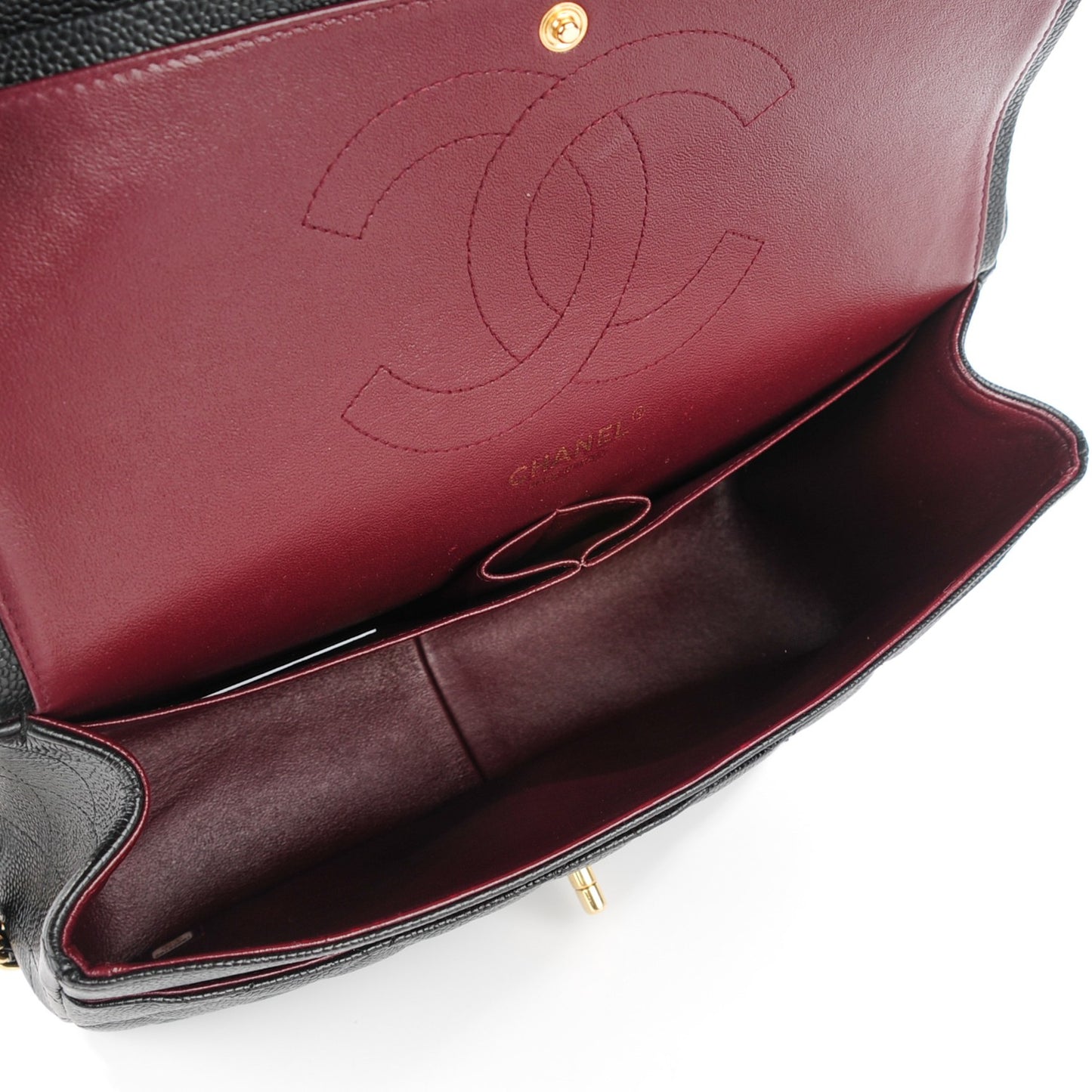 Caviar Quilted Jumbo Double Flap Black