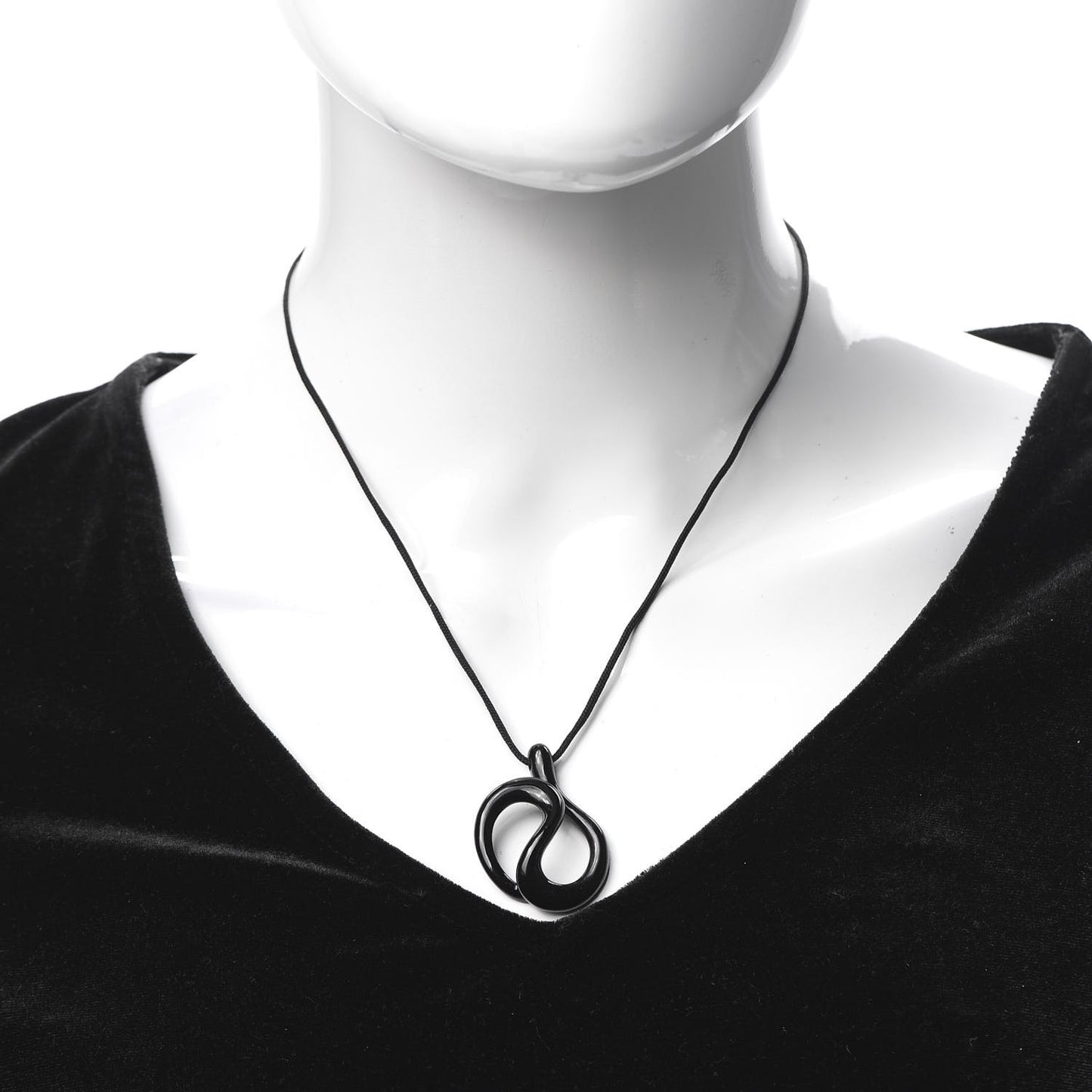 Black Jade Elsa Peretti Open Wave Cord Necklace