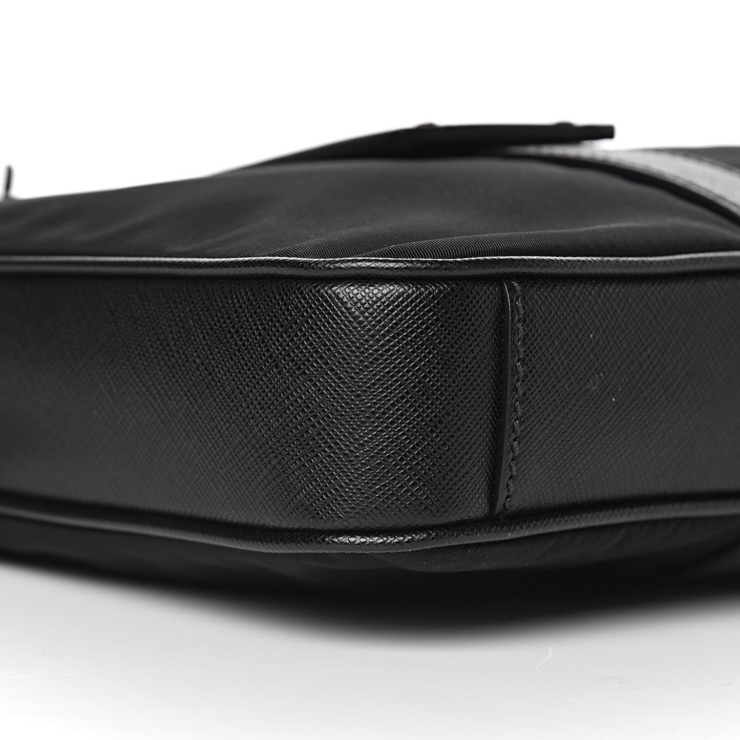 Tessuto Nylon Saffiano Metal Triangle Logo Work Bag Black