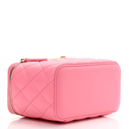 Chanel Lambskin Quilted Small Pearl Crush Vanity Case With Chain Pink 3 of 14