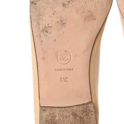 Chanel Lambskin Cap Toe CC Ballerina Flats 41 Beige Black 6 of 8