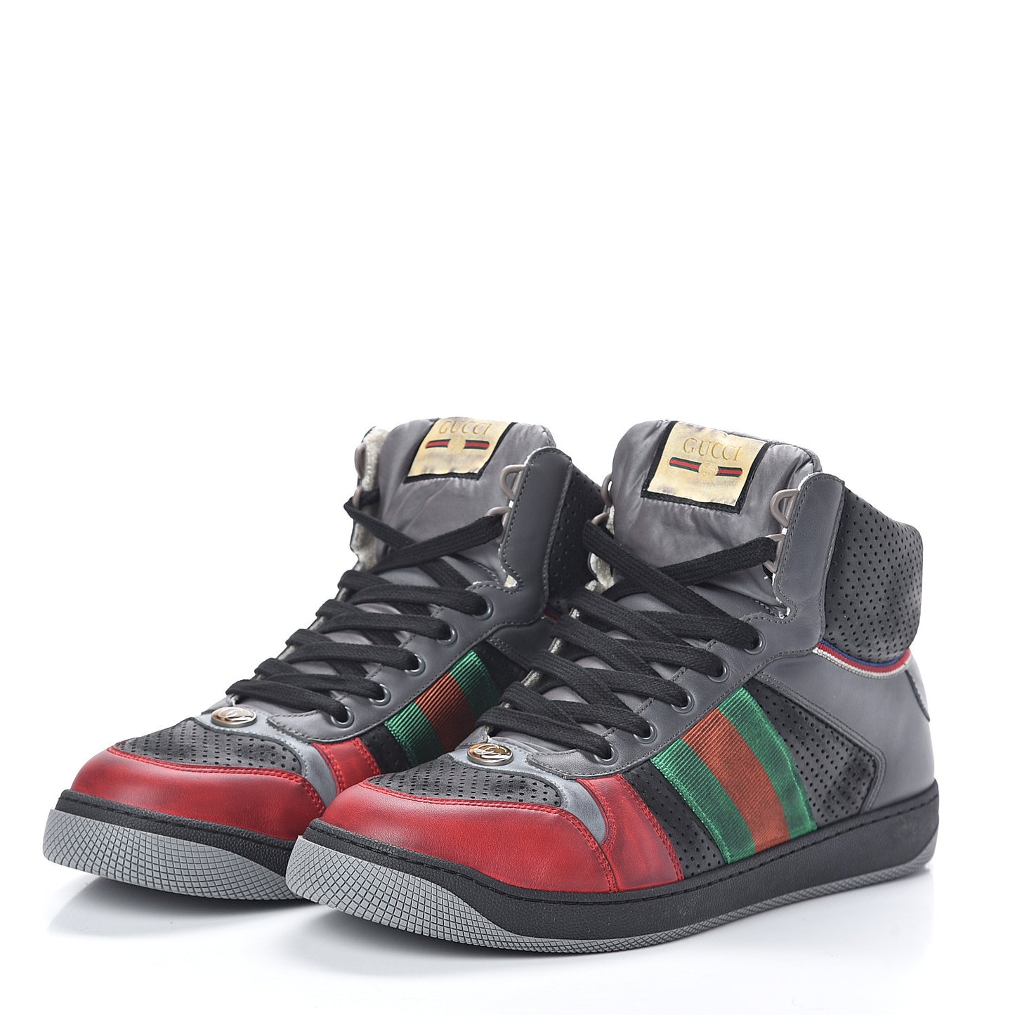 Miro Soft Calfskin Web Mens Screener High Top Sneakers 10.5 Light Hibiscus Red Black Foggy Grey