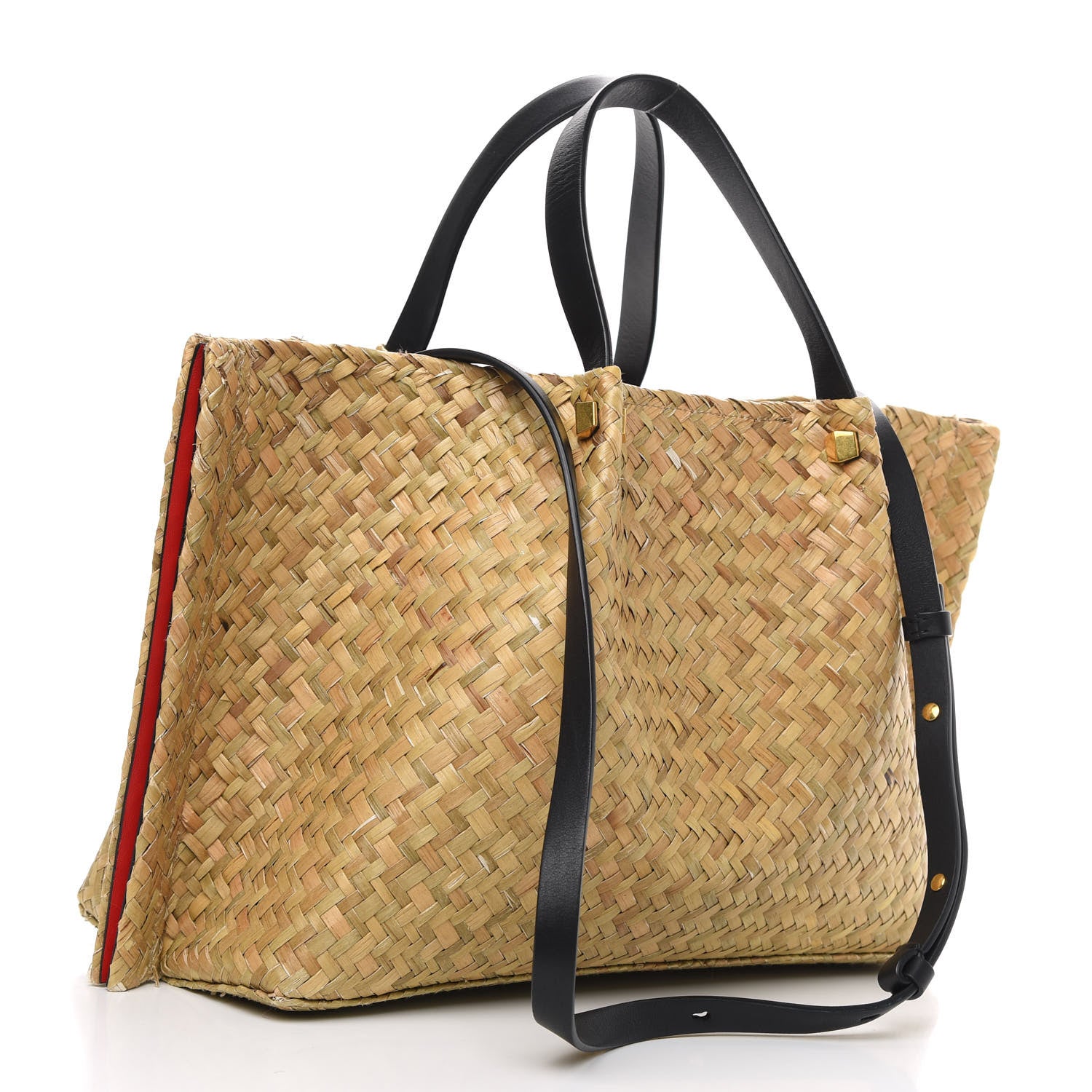 Valentino Garavani Raffia Medium Vlogo Escape Shopper Natural Black Rouge 4 of 10
