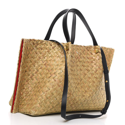 Valentino Garavani Raffia Medium Vlogo Escape Shopper Natural Black Rouge 4 of 10